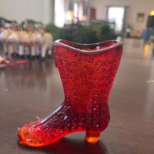 Red Glass Boot Vase